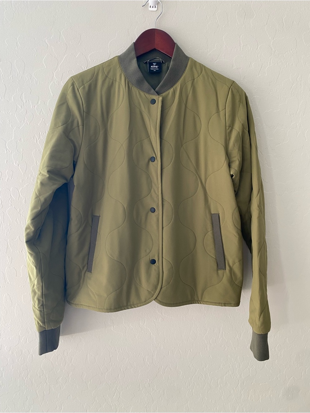 KUHL Olive Green Quilted Bomber Jacket Snap Front Womens Size Medium